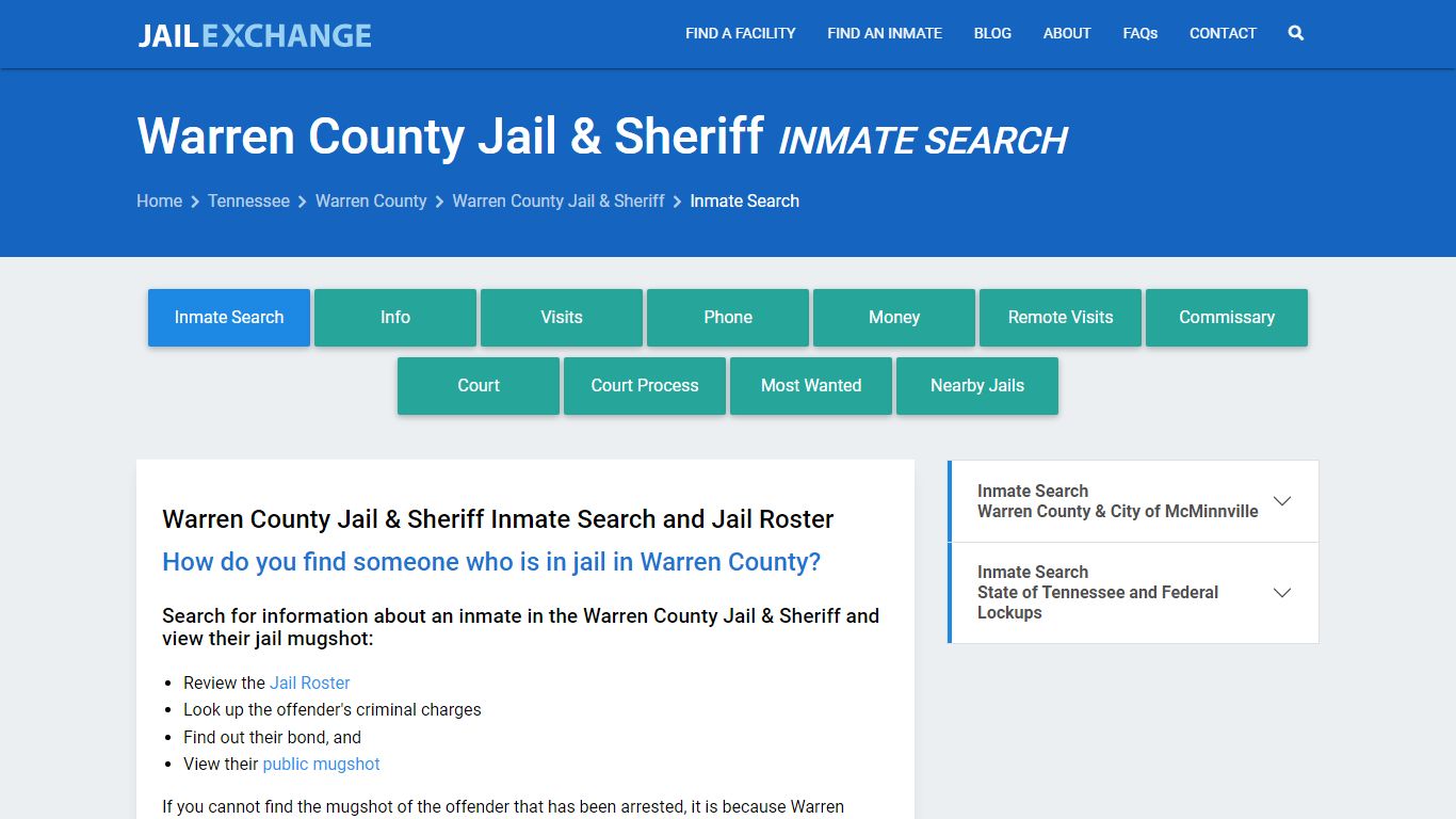 Inmate Search: Roster & Mugshots - Warren County Jail & Sheriff, TN