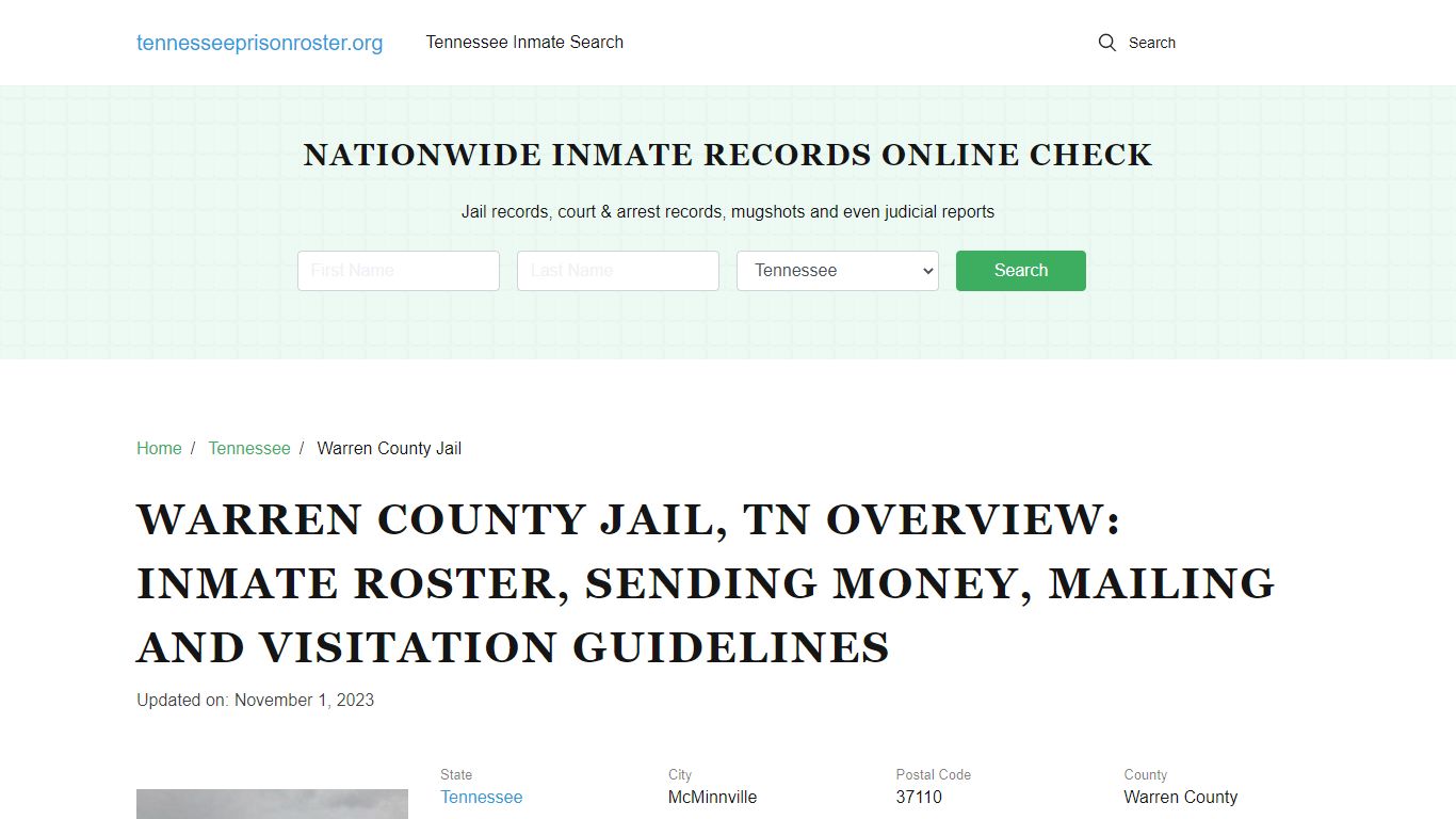 Warren County Jail, TN: Offender Search, Visitation & Contact Info